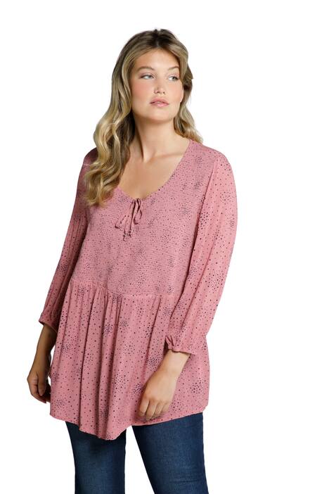 Mačkaná halenka, hvězdy, A střih, kulatý výstřih, 3/4 rukávy