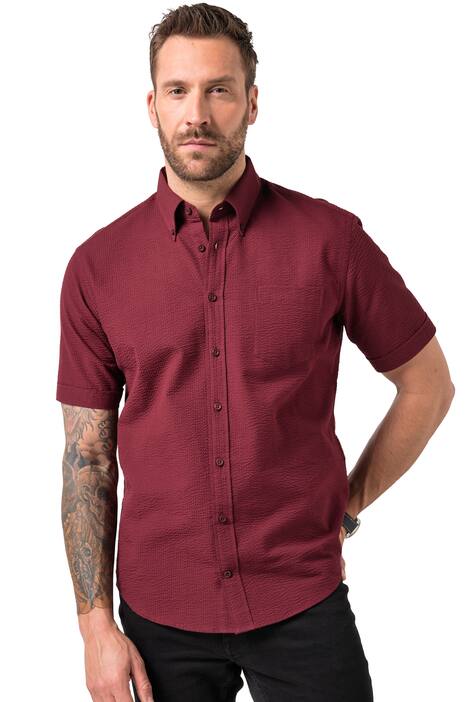 Seersucker košile, krátké rukávy, límec s knoflíky, Modern střih, pruhy