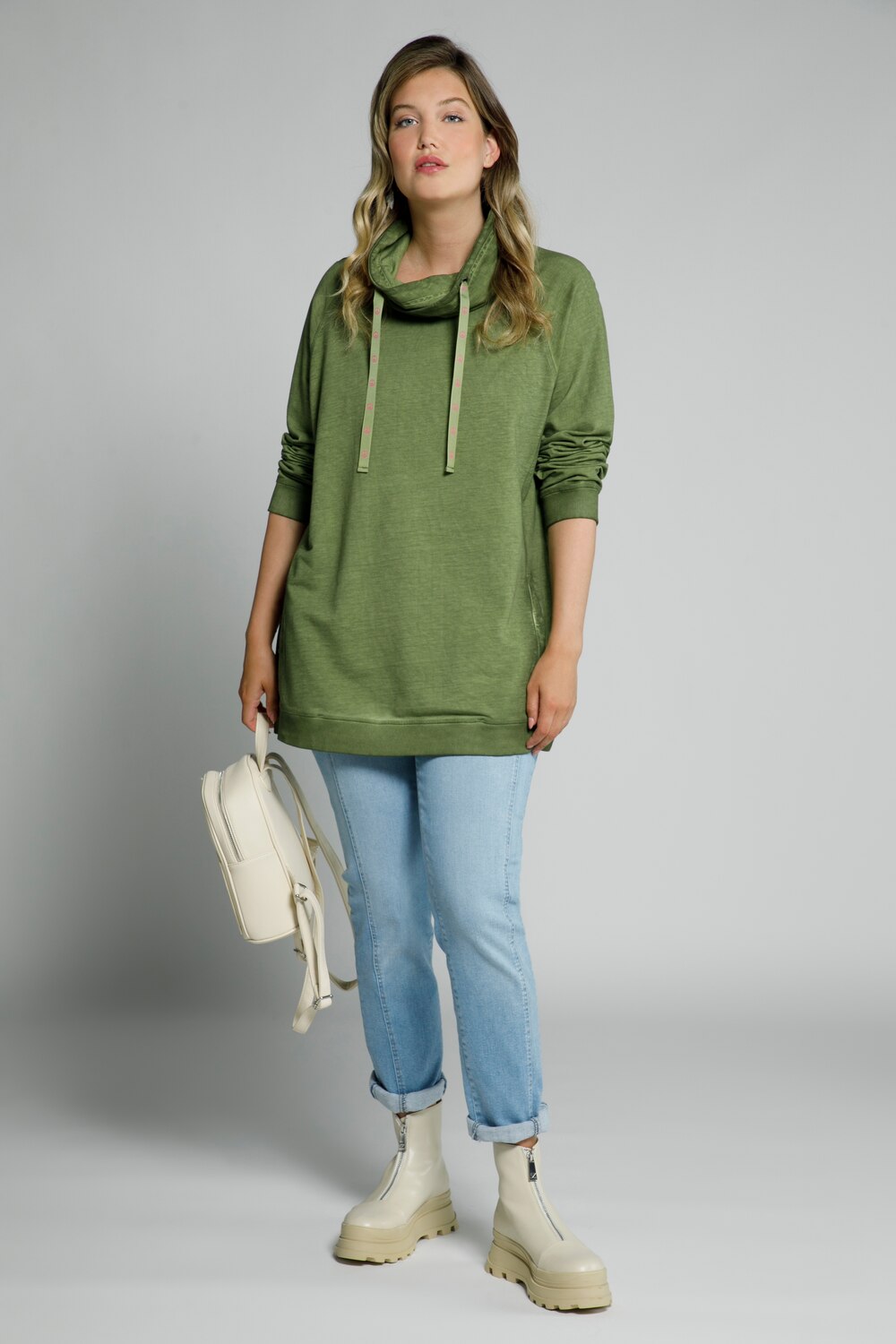 Grote Maten sweatshirt, Dames, groen, Maat: 46/48, Katoen, Ulla Popken Grote Maten sweatshirt, Dames, groen, Maat: 46/48, Katoen, Ulla Popken