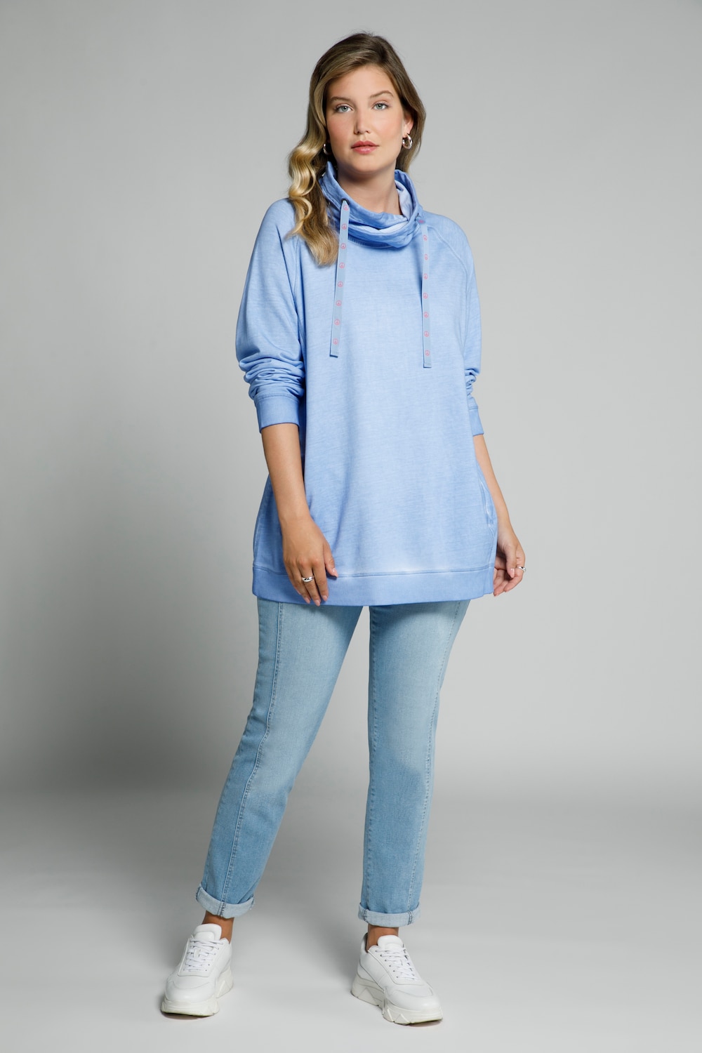 Grote Maten sweatshirt, Dames, blauw, Maat: 50/52, Katoen, Ulla Popken
