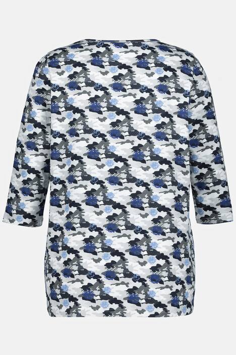 Topp, kamouflage, A-linje, v-ringning, trekvartsärm