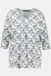Shirt, Camouflage, A-Linie, Falten, V-Ausschnitt, 3/4-Arm