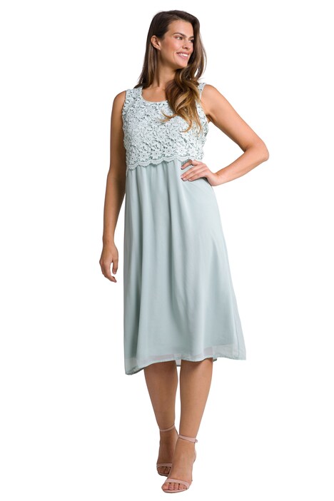 Maxi šaty, dvouvrstvé, krajka, kulatý výstřih, bez rukávů