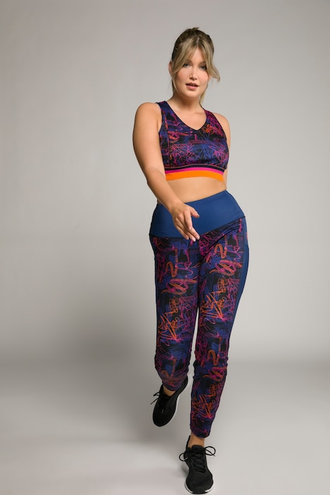Floral Print Mesh Side Inset High Waist Recycled Stretch Leggings
