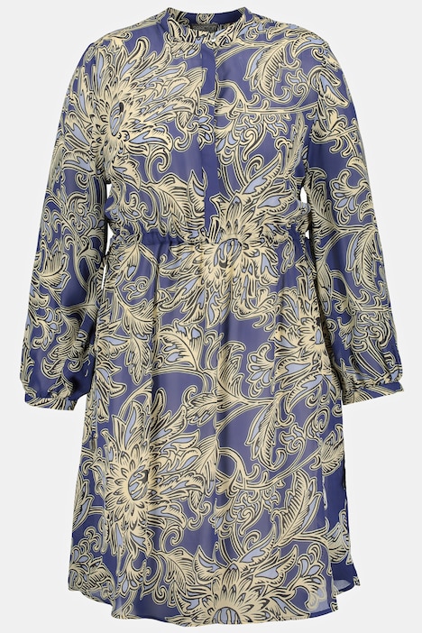 Vintage Floral Print Drawstring Waist Dress | Tunics | Blouses