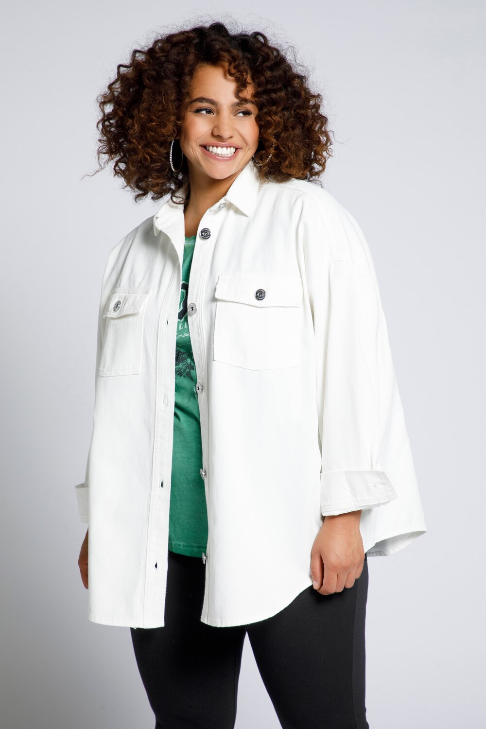 Grote Maten jeansoverhemd, Dames, beige, Maat: 46/48, Katoen, Studio Untold