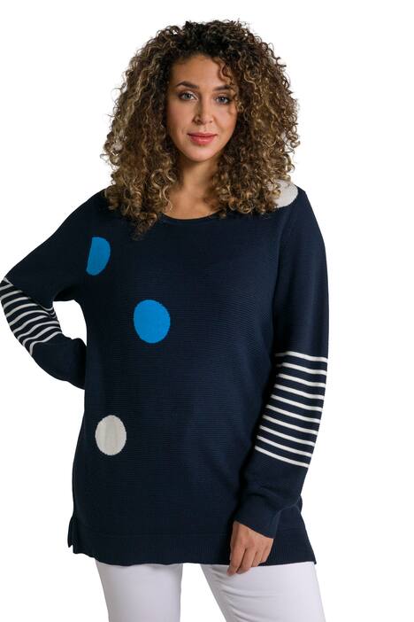Svetr, puntíky, kulatý výstřih, dlouhé rukávy