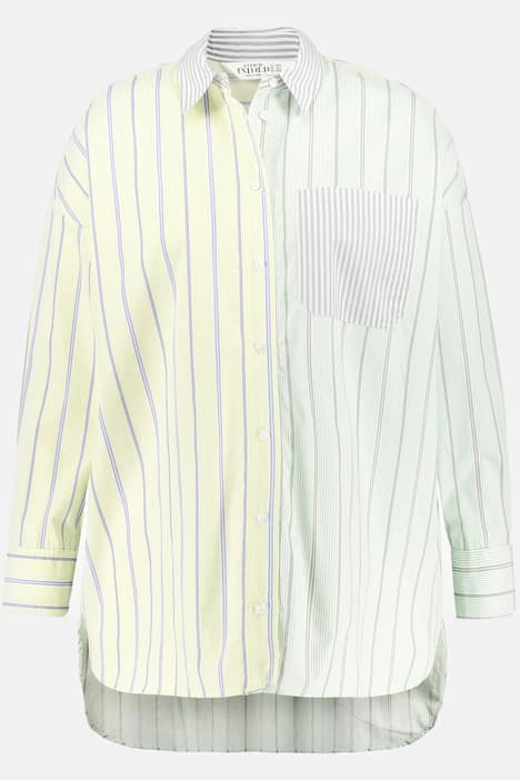 Hemdbluse, oversized, Hemdkragen, Langarm, Streifen