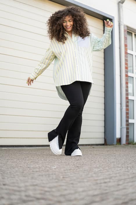 Hemdbluse, oversized, Hemdkragen, Langarm, Streifen