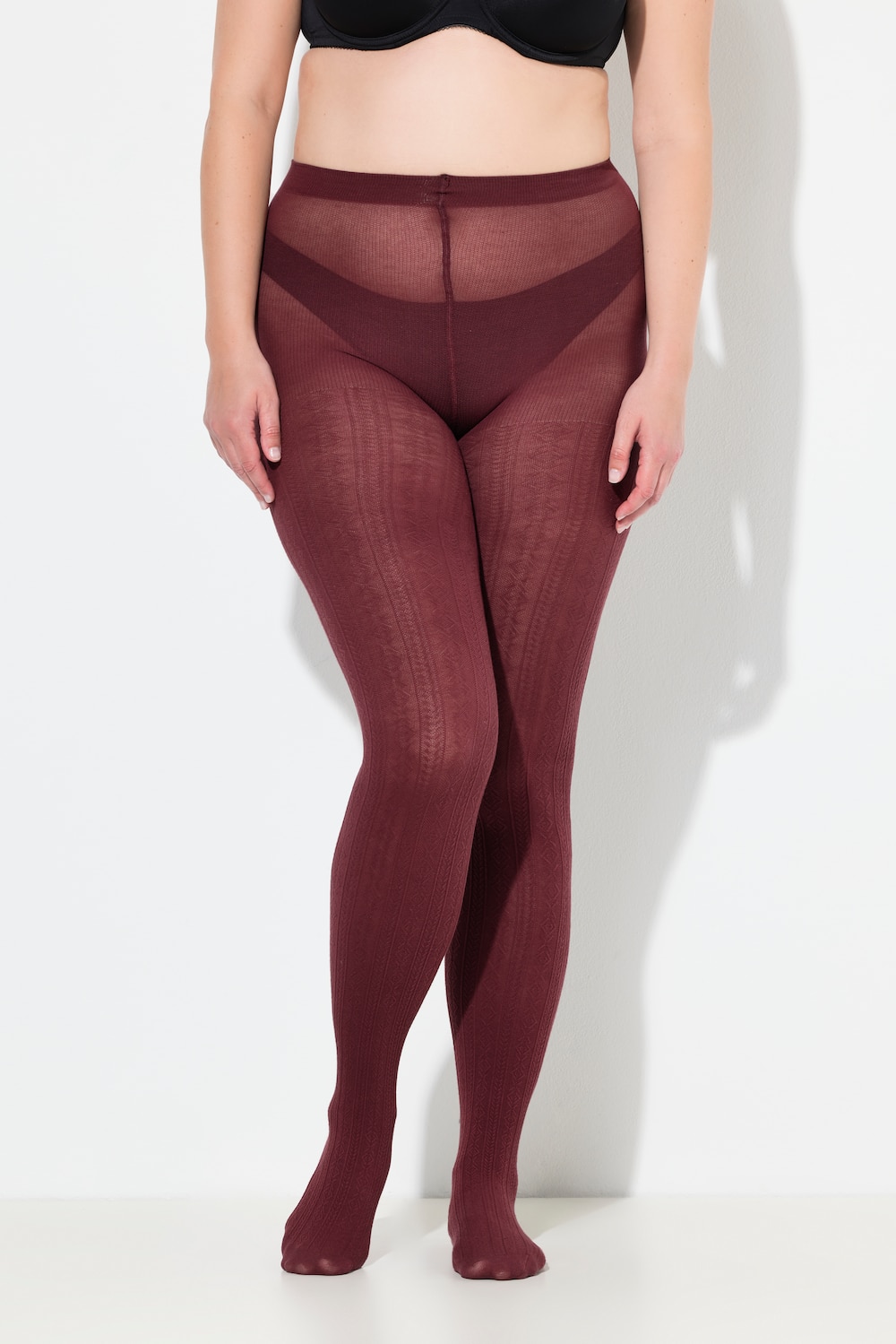 Große Größen Strick-Strumpfhose, Damen, braun, Größe: 46/48, Synthetische Fasern/Baumwolle, Ulla Popken