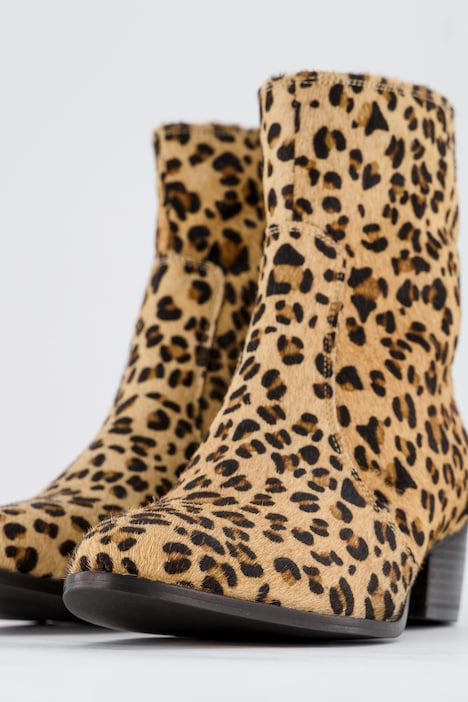 Botines, estampado de leopardo, de piel natural, H | | Calzado