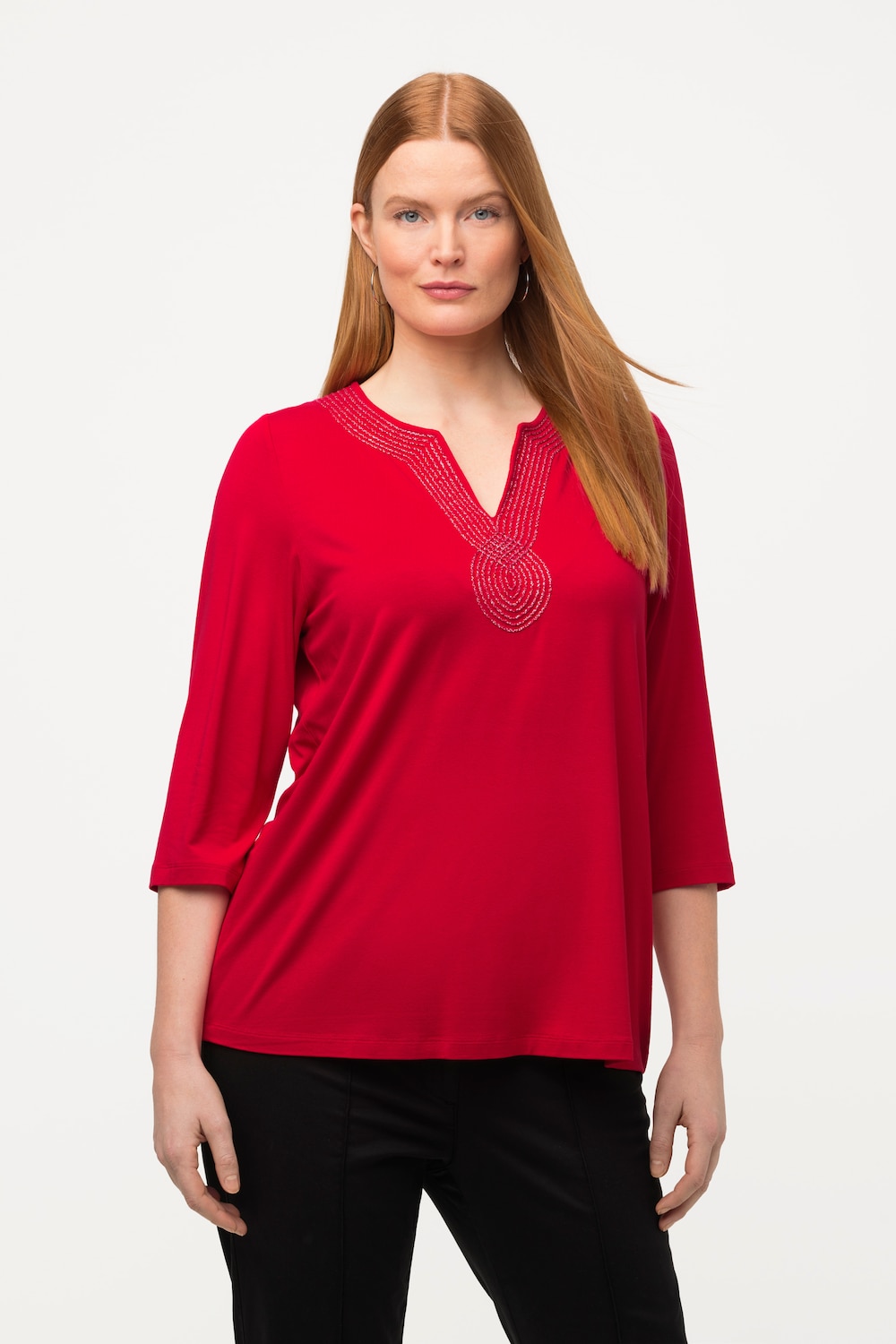 Grote Maten shirt, Dames, rood, Maat: 42/44, Viscose, Ulla Popken