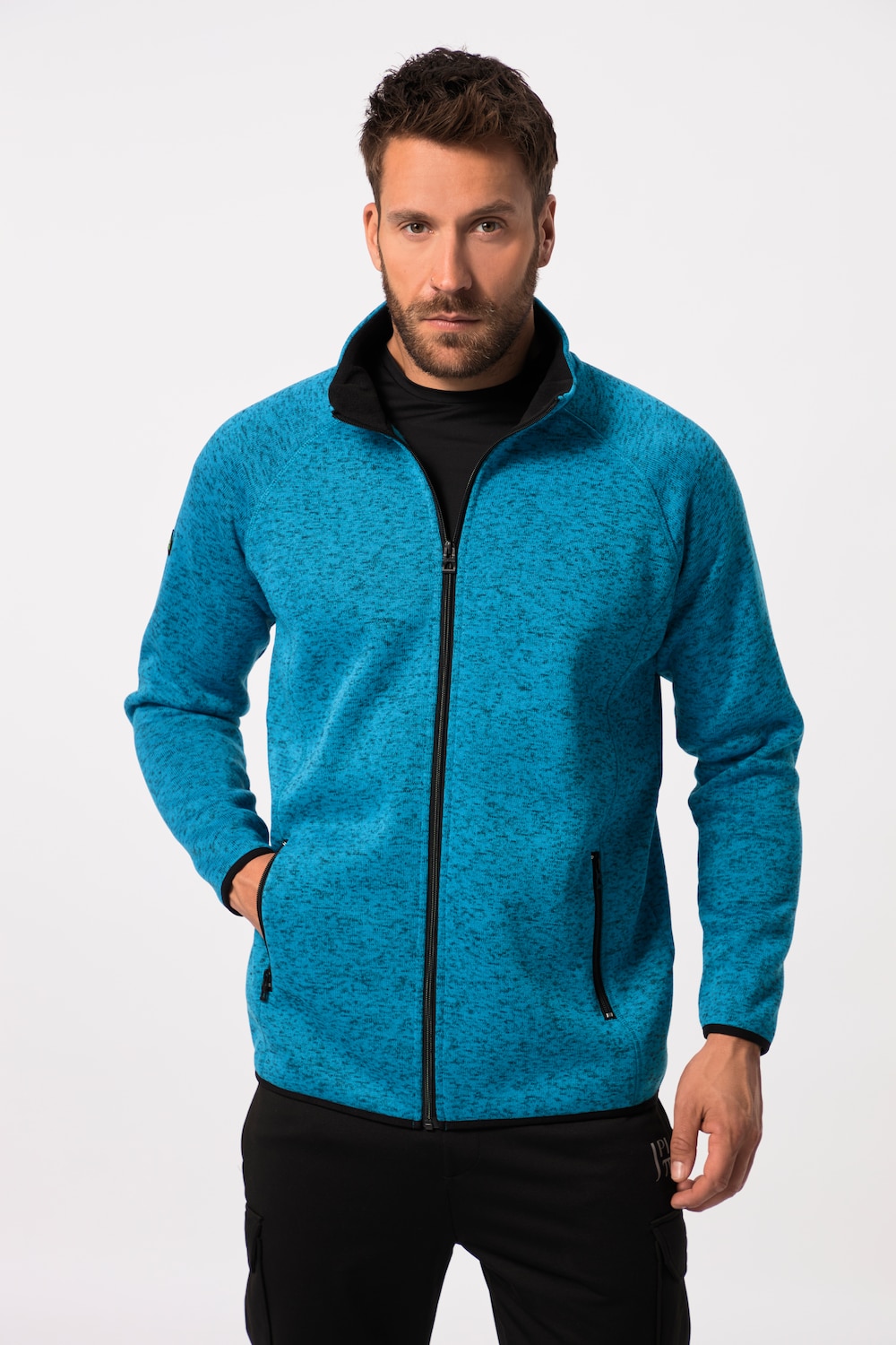 Grote Maten JAY-PI jasje van gebreid fleecemale, turquoise, Maat: 4XL, Polyester, JAY-PI