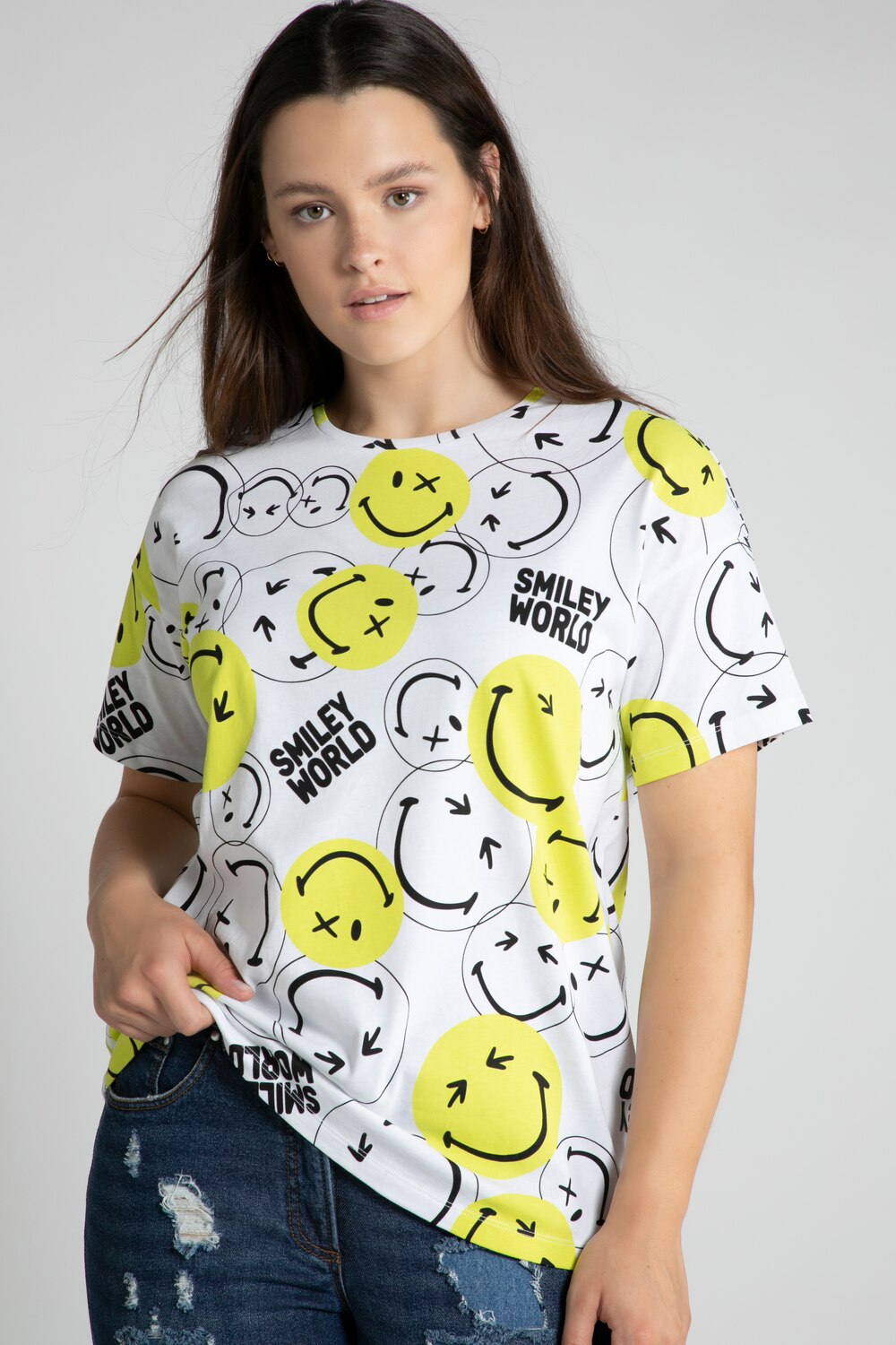 Grote Maten SmileyWorld shirt, Dames, beige, Maat: 50/52, Katoen, Studio Untold