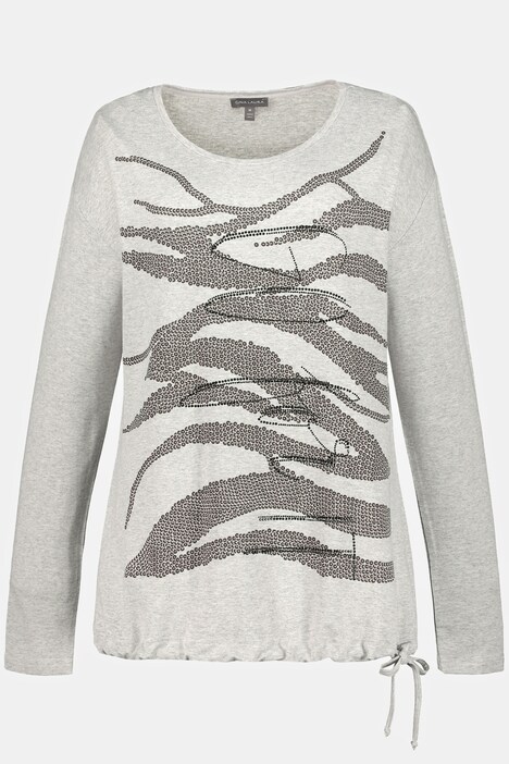 Shirt, Wellendruck, Pailletten, Rundhals, Langarm