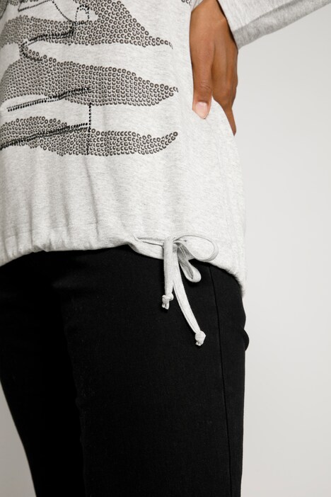 Shirt, Wellendruck, Pailletten, Rundhals, Langarm