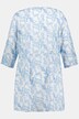 Longbluse, Feder-Design, tailliert, Rundhals, 3/4-Arm