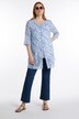 Longbluse, Feder-Design, tailliert, Rundhals, 3/4-Arm