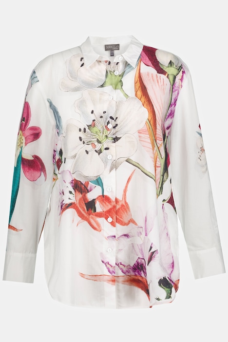 Tropical Floral Print Button Front Long Sleeve Shirt | all Blouses ...
