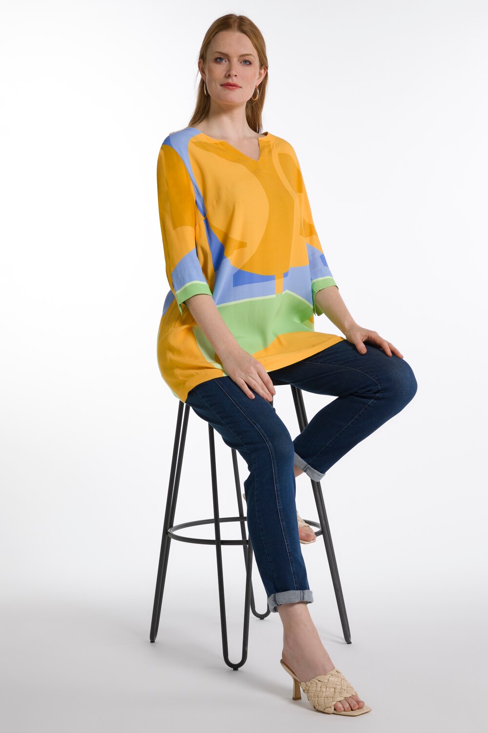 Grote Maten tuniek, Dames, oranje, Maat: 46/48, Viscose, Ulla Popken Grote Maten tuniek, Dames, oranje, Maat: 46/48, Viscose, Ulla Popken