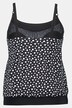 Dot Print Front Lined Blouson Tankini Top