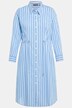 Stripe Button Front Stretch Duster Dress
