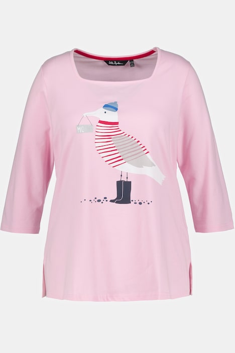 shirt, meeuwen, classic, carréhals, 3/4-mouwen