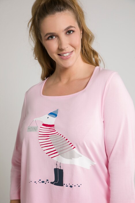 shirt, meeuwen, classic, carréhals, 3/4-mouwen