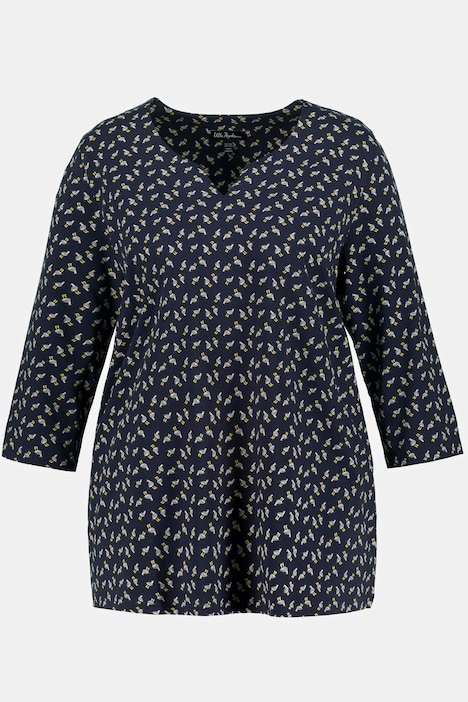 shirt, meeuwen, A-lijn, Tuniekhals, 3/4-mouwen