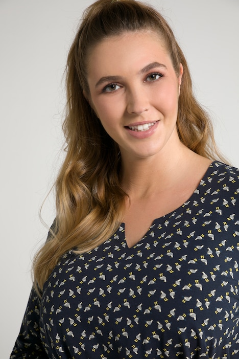 shirt, meeuwen, A-lijn, Tuniekhals, 3/4-mouwen