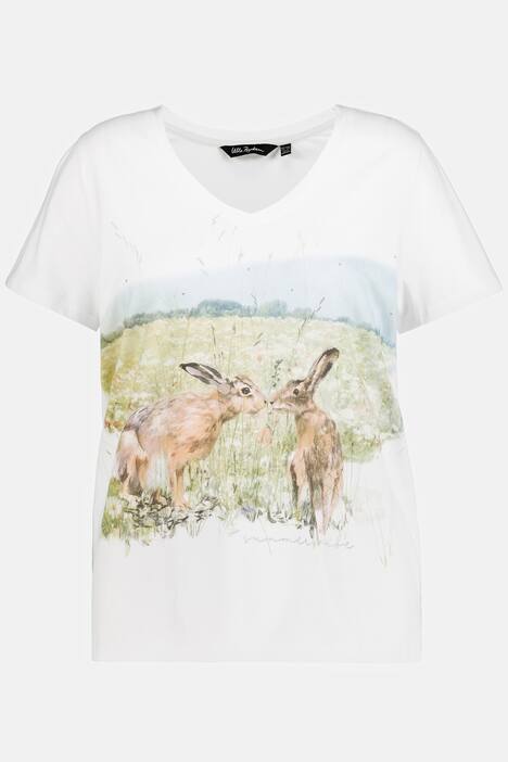 T-Shirt, Hase, Classic, V-Ausschnitt, Halbarm