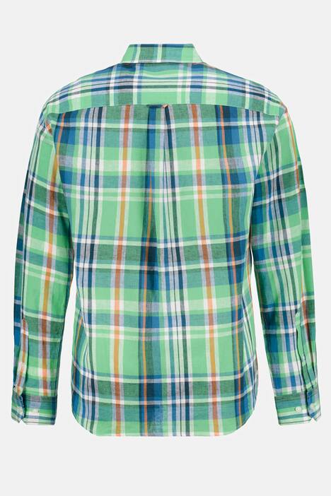 Skorta, lång ärm, buttondownkrage, linnemix, rutig, modern fit