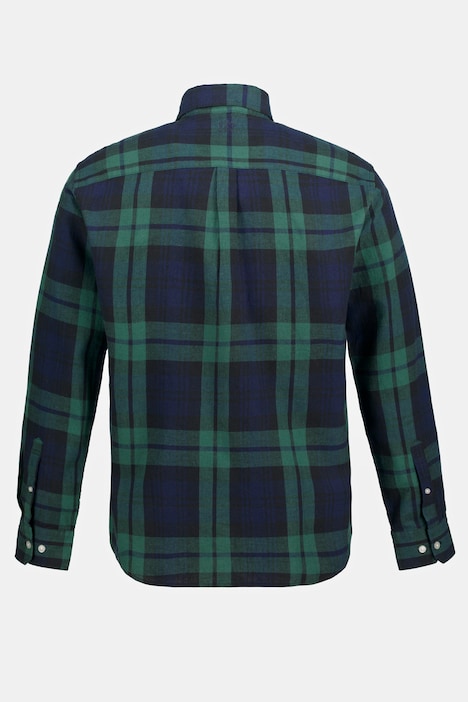 Hemd, Langarm, Buttondown-Kragen, Leinenmix, Karo, Modern Fit