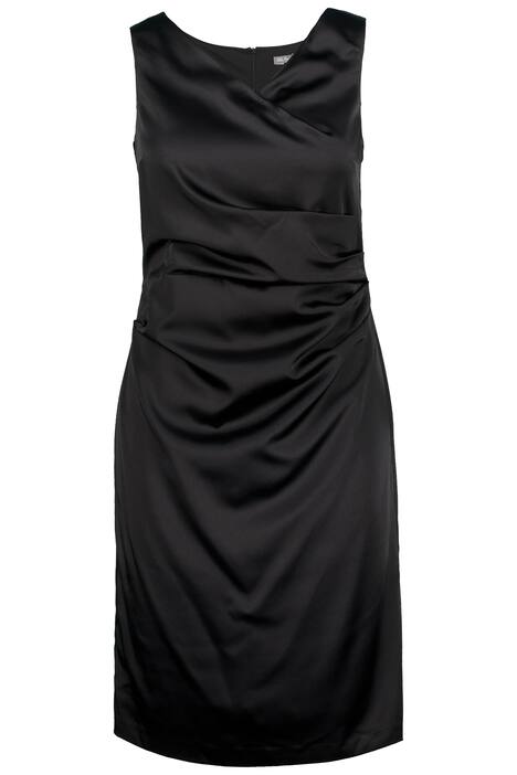 Koktejlové šaty, řasené, A střih, výstřih do V, bez rukávů