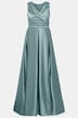 Abendkleid, drapiert, A-Linie, V-Ausschnitt, ärmellos