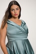 Abendkleid, drapiert, A-Linie, V-Ausschnitt, ärmellos