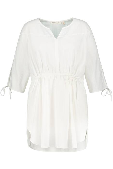 Dlouhá tunika, struktura, vázací pásek, 3/4 rukávy, biobavlna