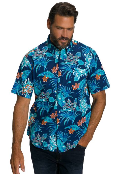Košile, krátké rukávy, límec s knoflíky, tropický potisk, Modern střih