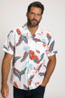 Kwiecista koszula, krótki rękaw, kubański kołnierzyk, tropikalny wzór, Modern Basic Fit