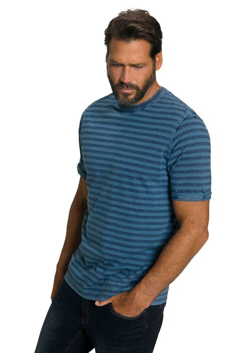 Tričko, proužky, indigové zbarvení, krátké rukávy