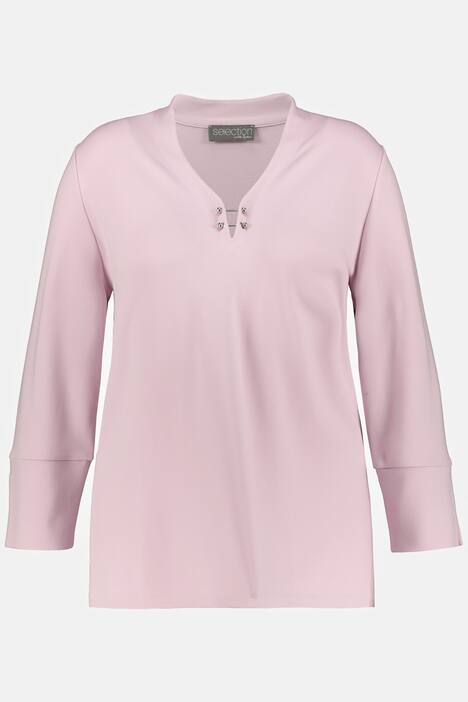 Shirt, Zierspangen, V-Ausschnitt, 3/4-Arm, Punto di Roma