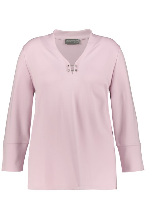 Tričko, ozdobná spona, výstřih do V, 3/4 rukávy, Punto di Roma