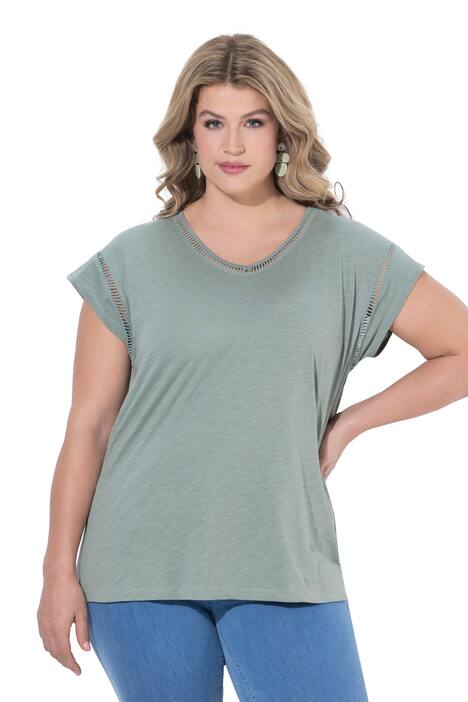 Tričko, oversize, výstřih do V, krátké rukávy, biobavlna