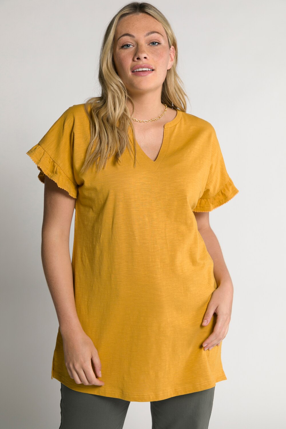 Grote Maten T-shirt, Dames, oranje, Maat: 58/60, Katoen, Ulla Popken Grote Maten T-shirt, Dames, oranje, Maat: 58/60, Katoen, Ulla Popken