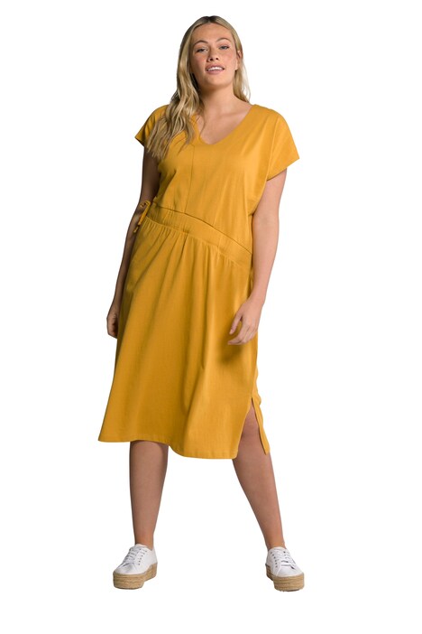 Žerzejové šaty, rovný střih, biobavlna, vázací stuha