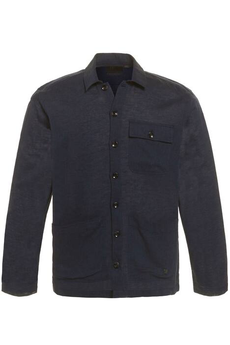 Košile lněného vzhledu, svrchní, džínový vzhled, dlouhé rukávy, Kent límec, Modern střih