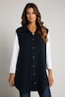 Faux Horn Button Front Stretch Tunic Length Vest