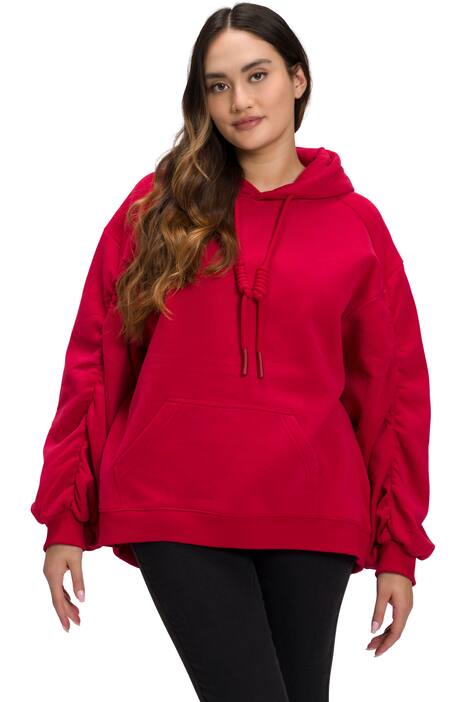 Mikina s kapucí, vázací stuha, oversize, dlouhé rukávy