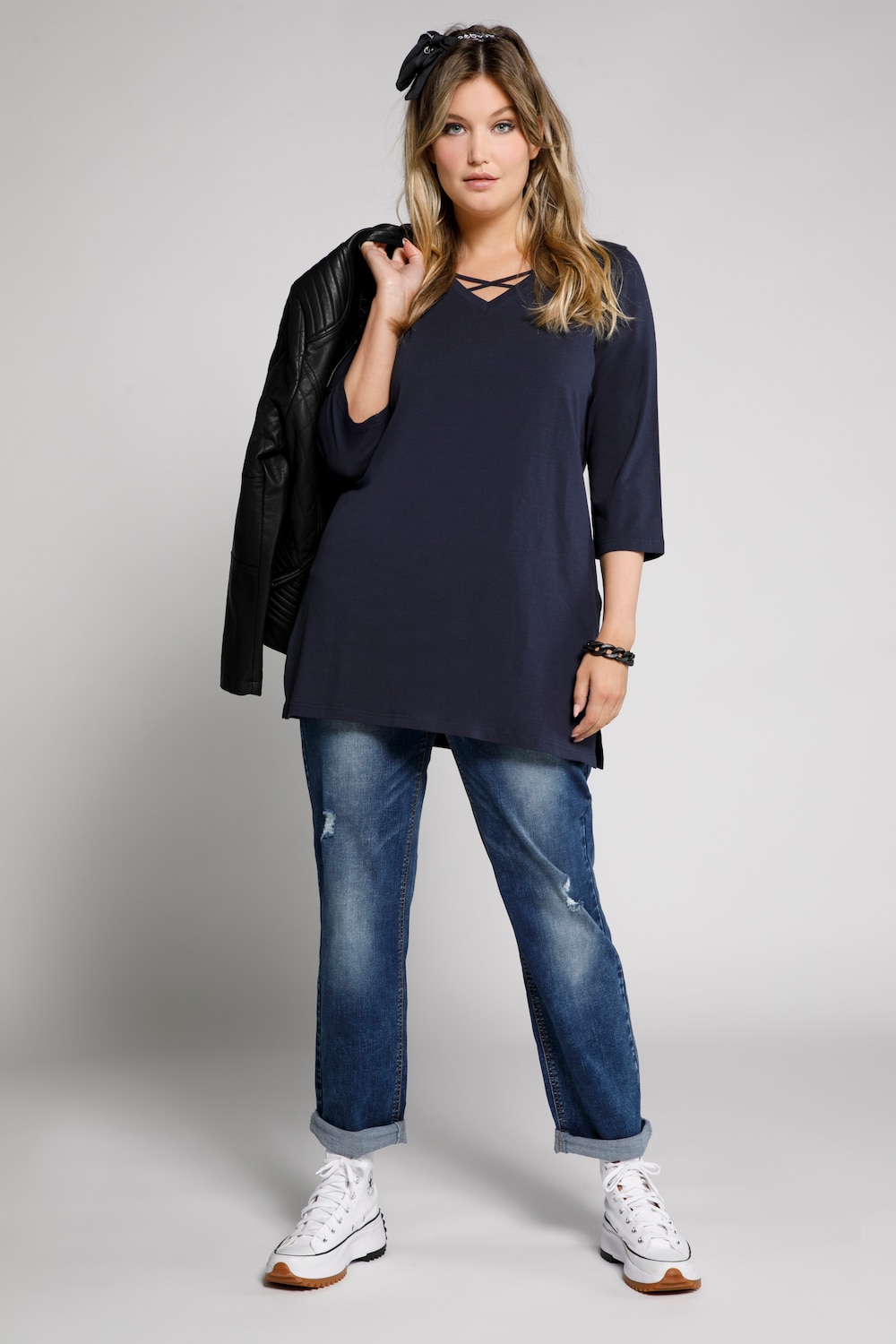 Grote Maten shirt, Dames, blauw, Maat: 46/48, Katoen, Ulla Popken