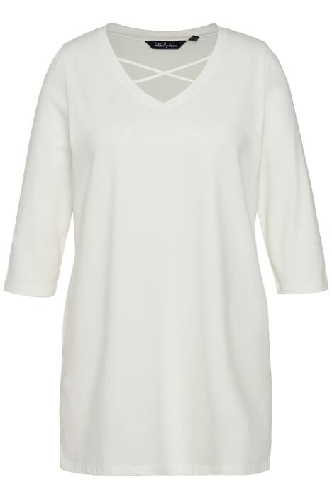 Tričko, ozdobné stuhy, Classic, výstřih do V, 3/4 rukávy